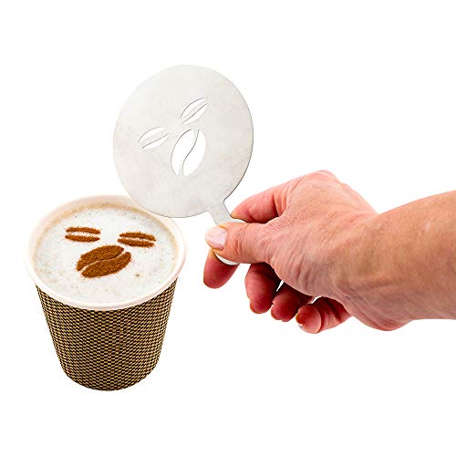 Coffee Art Stencil Pack of 1 Stainless Steel Cafe Bean Decorating Stencil for Latte Art