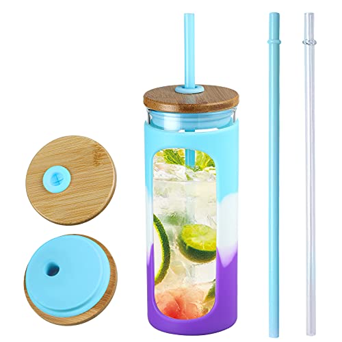 20oz Glass Tumbler with Straw and Lid