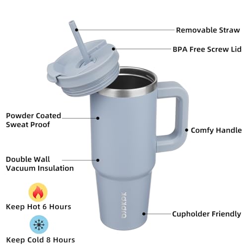 30 oz Insulated Tumbler with Handle & Straw