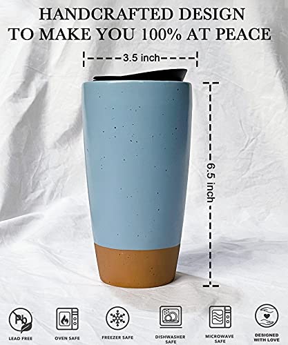 Double Wall Ceramic Coffee Travel Mug with Lid