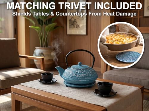 40 Oz Blue Dragon Cast Iron Teapot