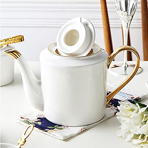 21 Piece White Porcelain Coffee Tea Gift Sets for Adults Ceramic Tea Cups and Saucer Service for 6