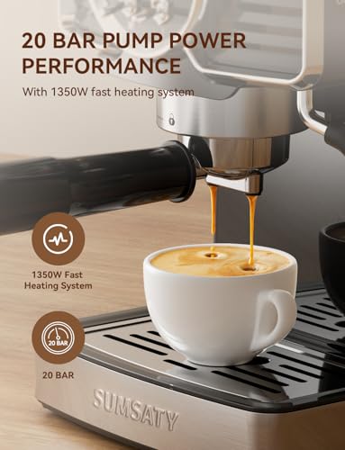 20 Bar Espresso Machine Retro with Powerful Milk Frother