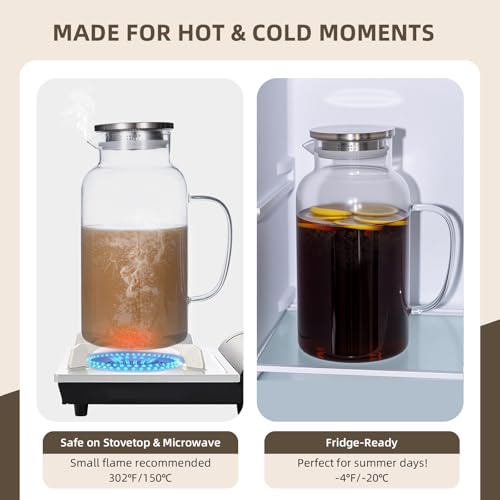 1 Gallon 3.8L Glass Pitcher with Lid and Spout