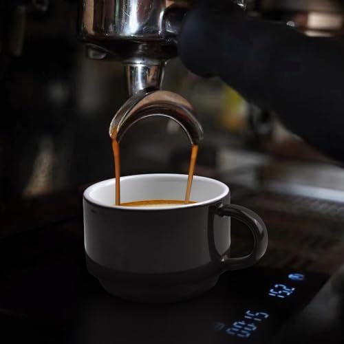 Premium Espresso Shot Cups and Saucers Set with Espresso Stainless Steel Spoons (6 Count)