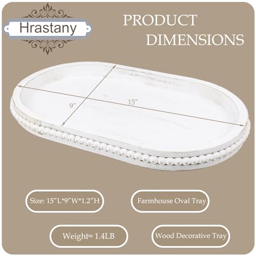 Oval Wood Serving Tray with Wooden Beads