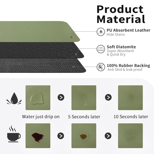 Coffee Mat Absorbent Hide Stain Rubber Backed Dish Drying Mat for Kitchen Counter