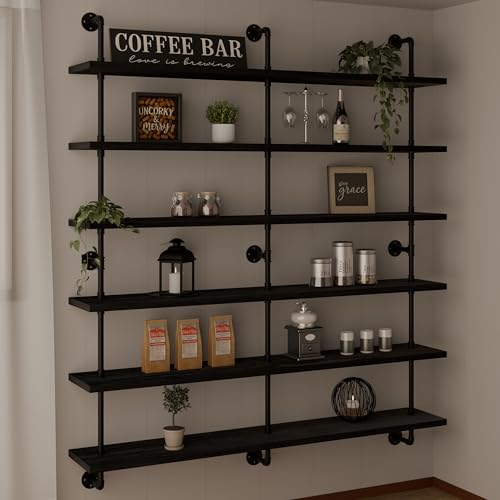 Floating Shelves for Wall Living Room Shelves Bookshelf Industrial Pipe Shelving Shelf Real Wood Planks 60 inch Rustic Wall Shelves Hanging Bookshelves Farmhouse Kitchen Bar Shelving