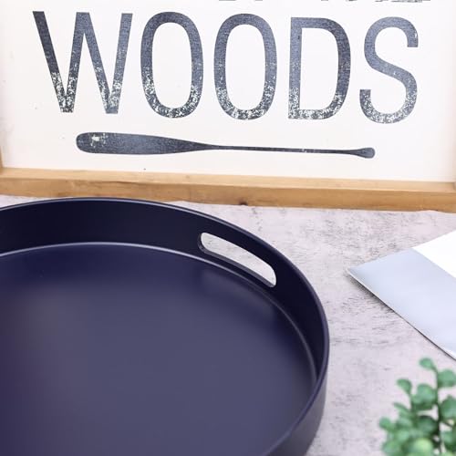 Navy Blue Decorative Serving Tray with Handles