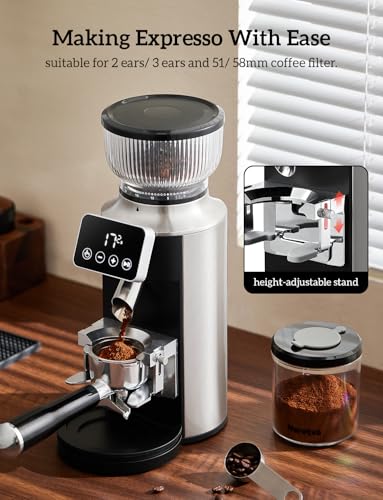 Stainless Steel Espresso Grinder with Portafilter Holder