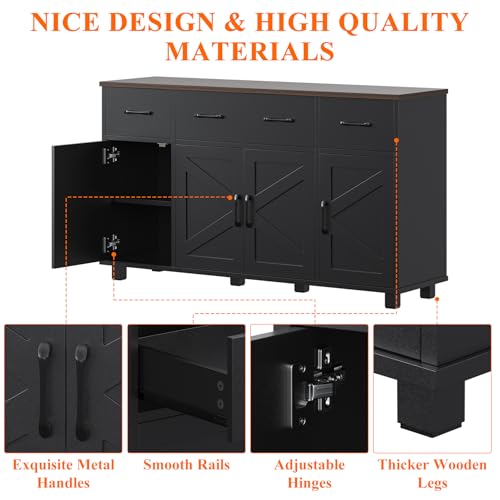 55" Sideboard Buffet Cabinet with Storage