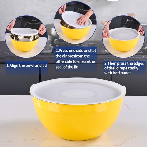 Yellow Mixing Bowls With Airtight Lids