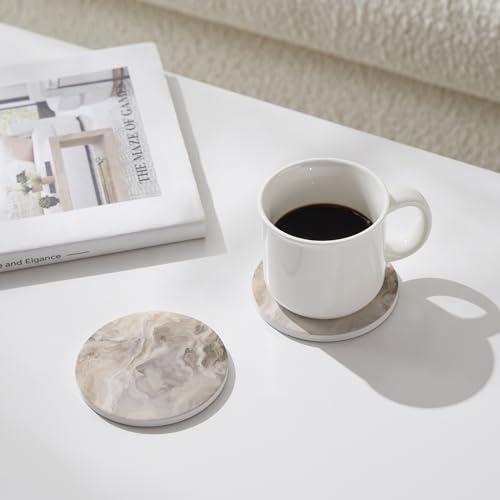 Set of 6 Abstract Marble Coasters with Holder (6 Count)
