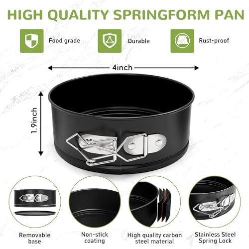 4 Pack Mini Springform Pan Set for Mini Cheesecake Pizza (4 Count)