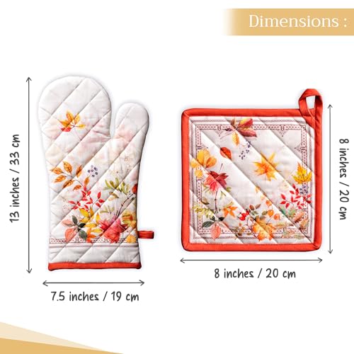 100% Cotton Oven Mitt & Pot Holder Set