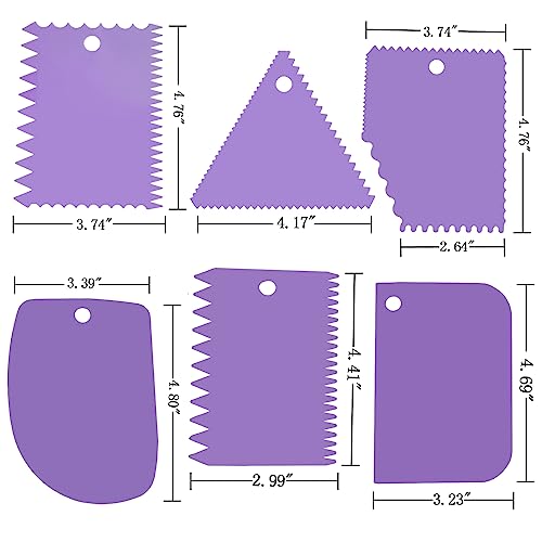 6pcs Cake Scraper Decorating Comb and Icing Smoother Reusable Bread Cream Pizza Cutter (6 Count)