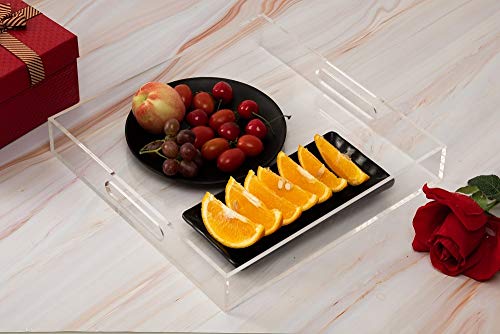 Clear Sturdy Acrylic Serving Tray with Handles