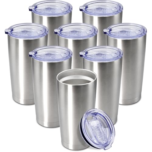 20oz Tumbler Insulated Coffee Tumblers with Lid Stainless Steel SS 8P (8 Count)