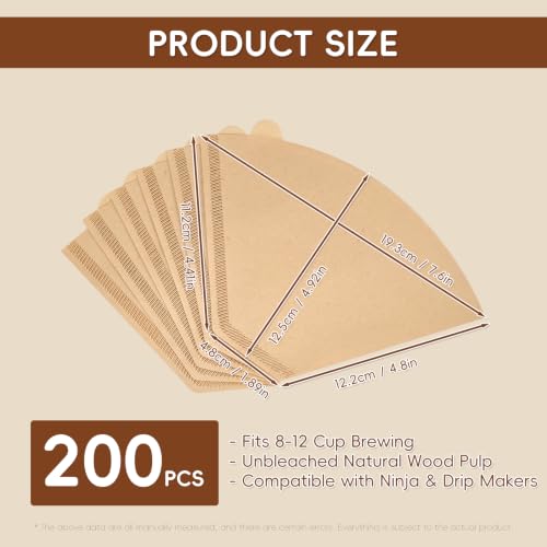 200Pcs #4 Cone Coffee Filters 8 (200 Count)