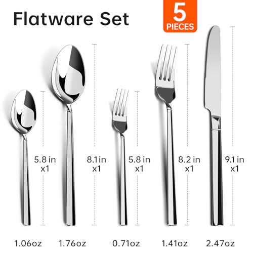 5 Piece Stainless Steel Flatware Set for 1