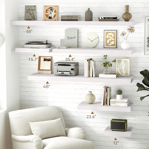 48 Inch White Floating Shelves (2 Count)