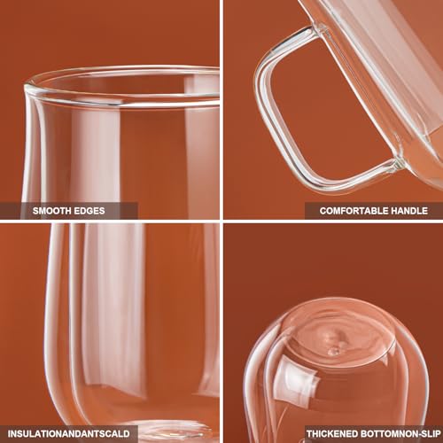 Double Walled Glass Coffee Mugs (4 Count)