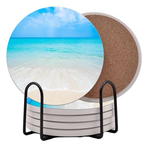 Ocean Coastal Theme Round Coasters Set of 6
