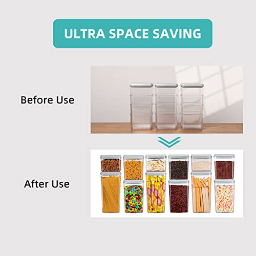 Food Storage Containers Pop Airtight Food Storage Containers with Lids for Kitchen Pantry Organizing Cereal Snack Flour Sugar Coffee Spaghetti Stackable (13.5256 Fl Oz)
