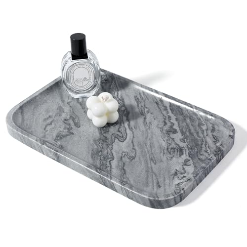 Marble Tray 12"x8" Natural Marble Vanity Tray for Countertop Bathroom Kitchen Dresser