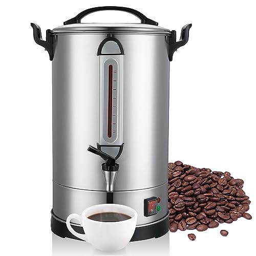 Commercial Coffee Maker 100 Cup Large Coffee Urn 4 Gallon 16L Industrial Coffee Dispenser 1300W Quick Brew Dual Wall Stainless Steel Hot Water Urn & Tea Maker for Catering