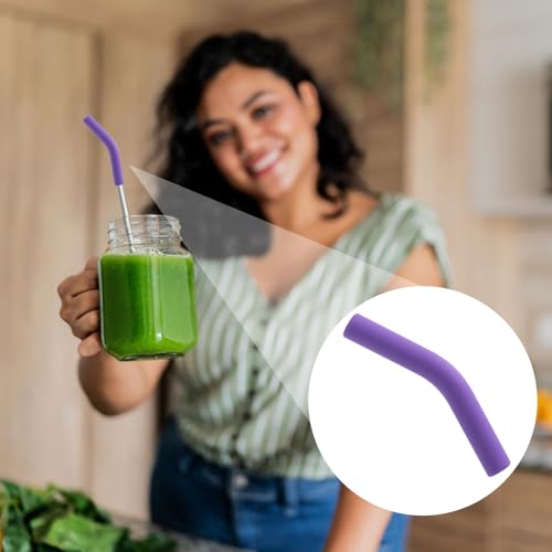 6pcs Food Grade Silicone Metal Straw Tips (6 Count)