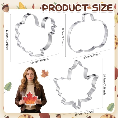 3 Pcs 8 Inch Thanksgiving Cookie Cutters (3 Count)