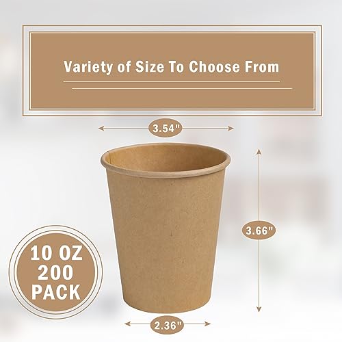200 Pack 10 oz Kraft Paper Cups (200 Count)