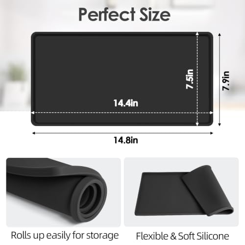 Silicone Coffee Maker Mat with Lip for Countertops