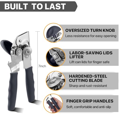 Heavy Duty Hand Can Opener with Comfortable Grip for Seniors