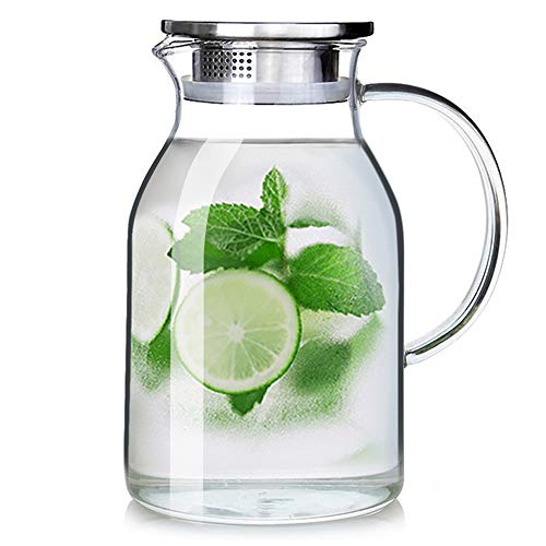 68OZ Glass Pitcher with Lid and Spout
