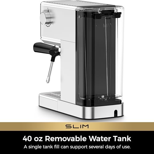 Slim Espresso Machine with Milk Frother for Home Cappuccino & Latte