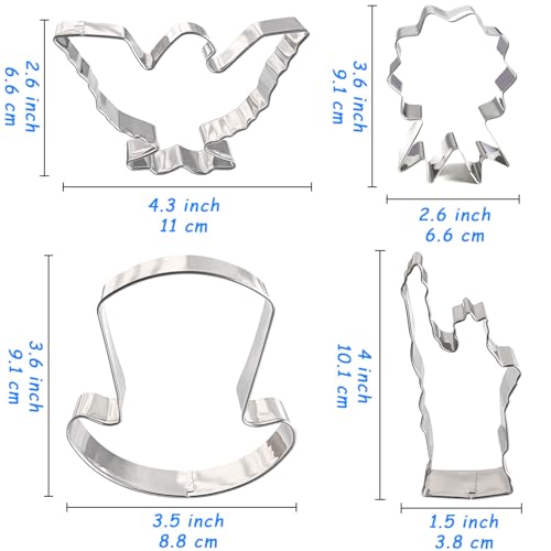 4th of July Cookie Cutters 8Pcs Large Size for Celebration (8 Count)