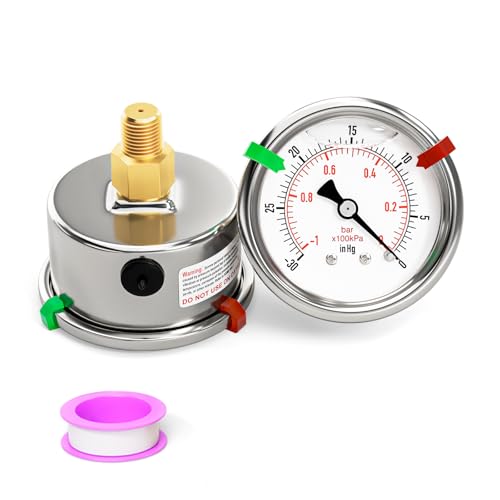 30inHG 0PSI Stainless Steel Liquid Filled Pressure Gauge