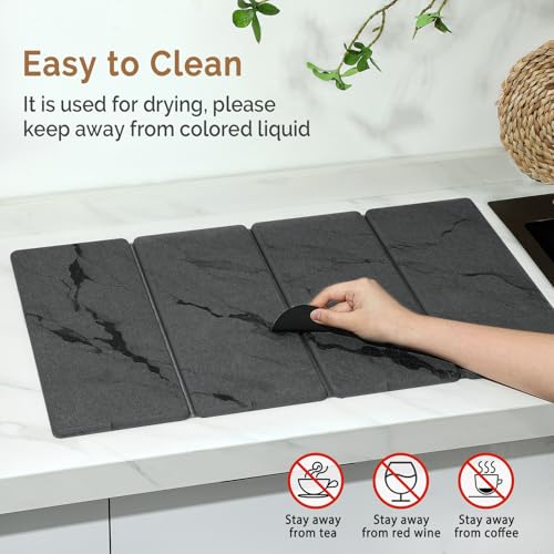 Large Stone Dish Drying Mat for Kitchen Counter (2 Count)