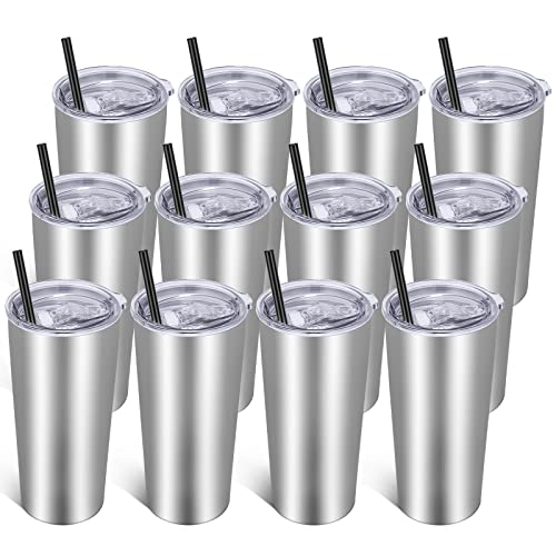 20oz Tumbler Bulk with Lid and Straw 12 Pack (12 Count)