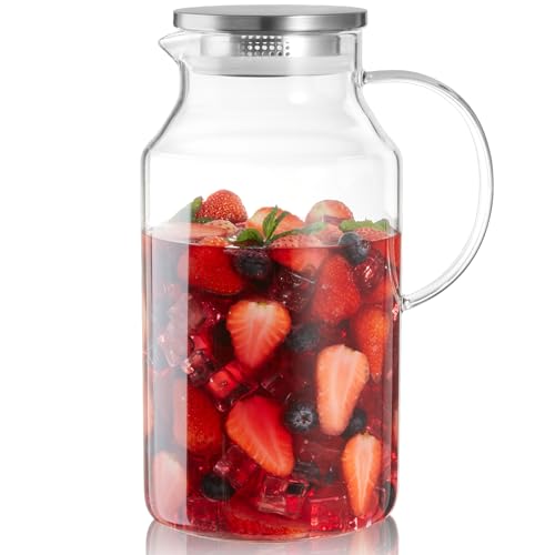 1 Gallon Glass Pitcher with Lid and Handle