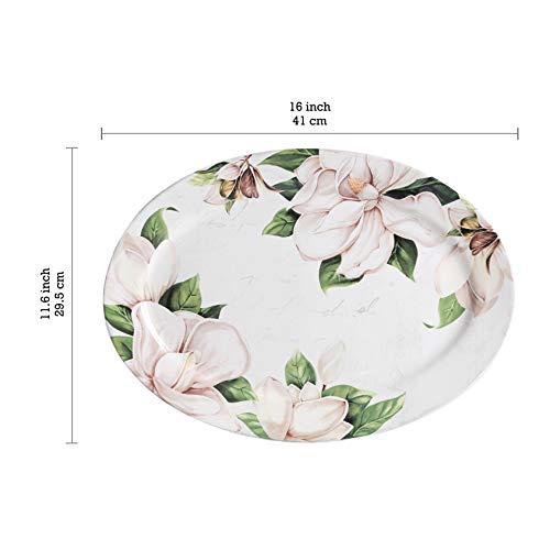 Magnolia Floral Ceramic 16 inch Oval Platter