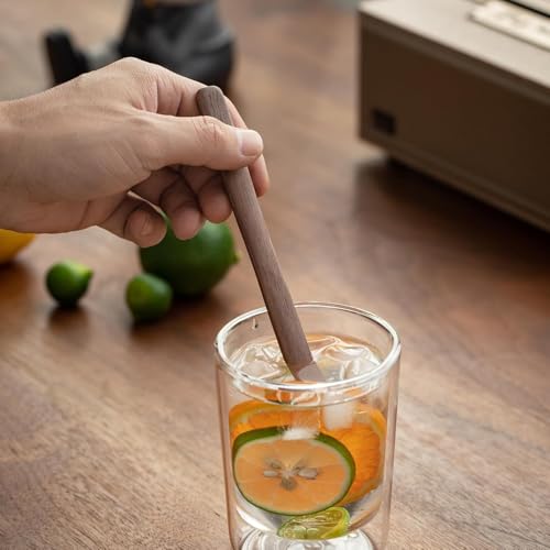 4Pcs Black Walnut Wood Coffee Stirrers 6″ Reusable Wooden Drink Stir Sticks for Coffee (4 Count)