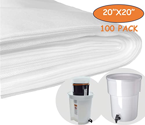 100 Pack) Commercial Cold Brew Coffee Filters, 20" x 20" For 5-Gallon Capacity Cold Brew Coffee Makers and Systems (100 Count)