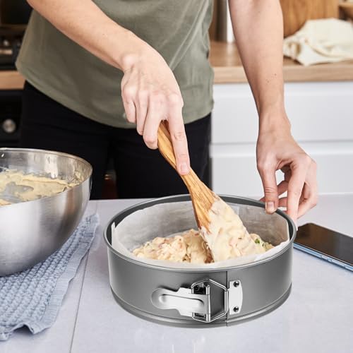 4 Pcs 7 Inch Non Stick Springform Pan with Removable Bottom Carbon Steel Round Springform Cheesecake Pan with Stainless Steel Spring Buckles for Baking Kitchens Restaurant (4 Count)