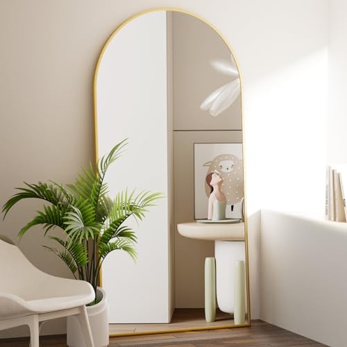 24"x65" Gold Arched Floor Full Length Dressing Body Mirror