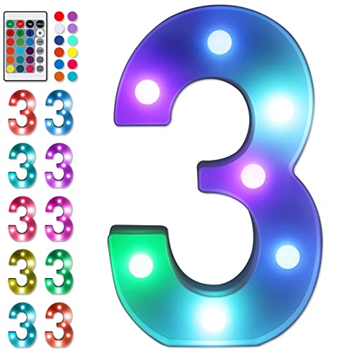 Colorful LED Number Lights with Remote