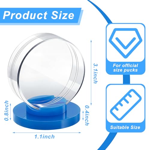 4 Pieces Hockey Puck Display Case Acrylic Clear Puck Holder with Shell Base Hockey Display Stand Autographed Souvenir Memorabilia for Enthusiasts Collection (4 Count)