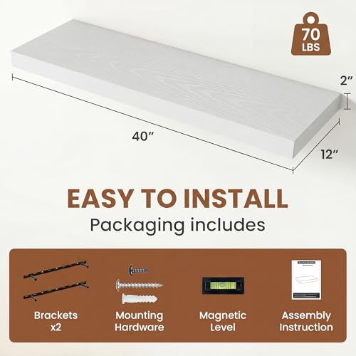 Deep Floating Shelves 40x12” Set of 2 (2 Count)